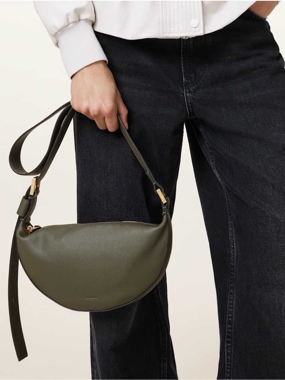 Allsaints Leather Half Moon Crossbody bag - Picture 1 of 13